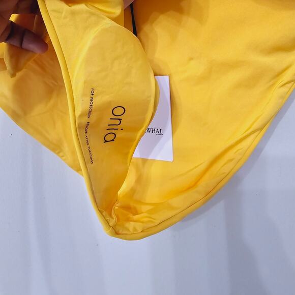 New Onia X WeWoreWhat Riviera Bikini Bottom Large Citrus Yellow Women's Size L - Picture 10 of 10